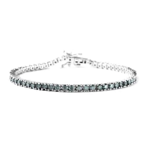 Genuine Blue Moissanite Tennis Bracelet In 925 Sterling Silver. - Picture 10 of 10
